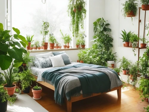 dormir con una planta en el dormitorio 