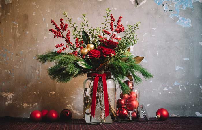 decorar con flores en Navidad